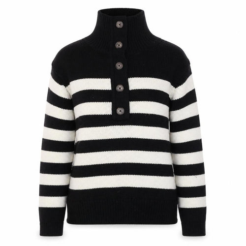 Marks and Spencer Per Una Women's Black Striped High Neck Jumper Size S