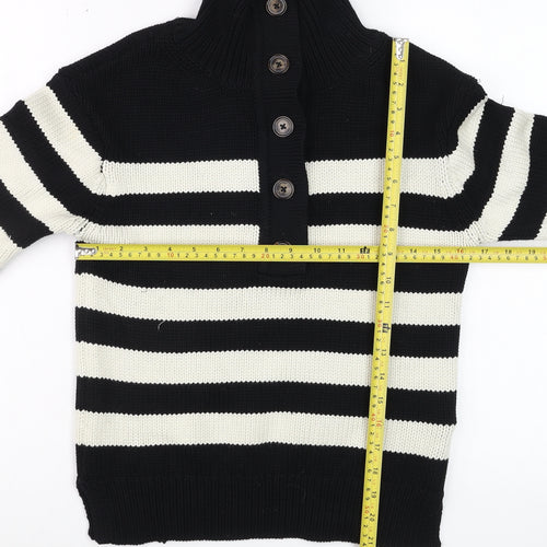 Marks and Spencer Per Una Women's Black Striped High Neck Jumper Size S