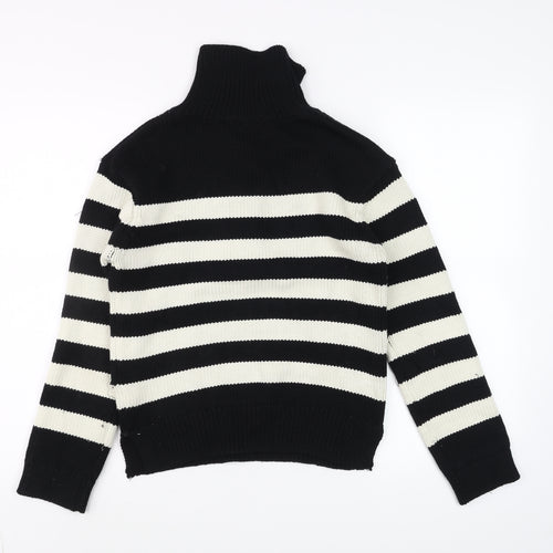 Marks and Spencer Per Una Women's Black Striped High Neck Jumper Size S
