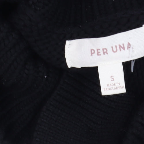Marks and Spencer Per Una Women's Black Striped High Neck Jumper Size S