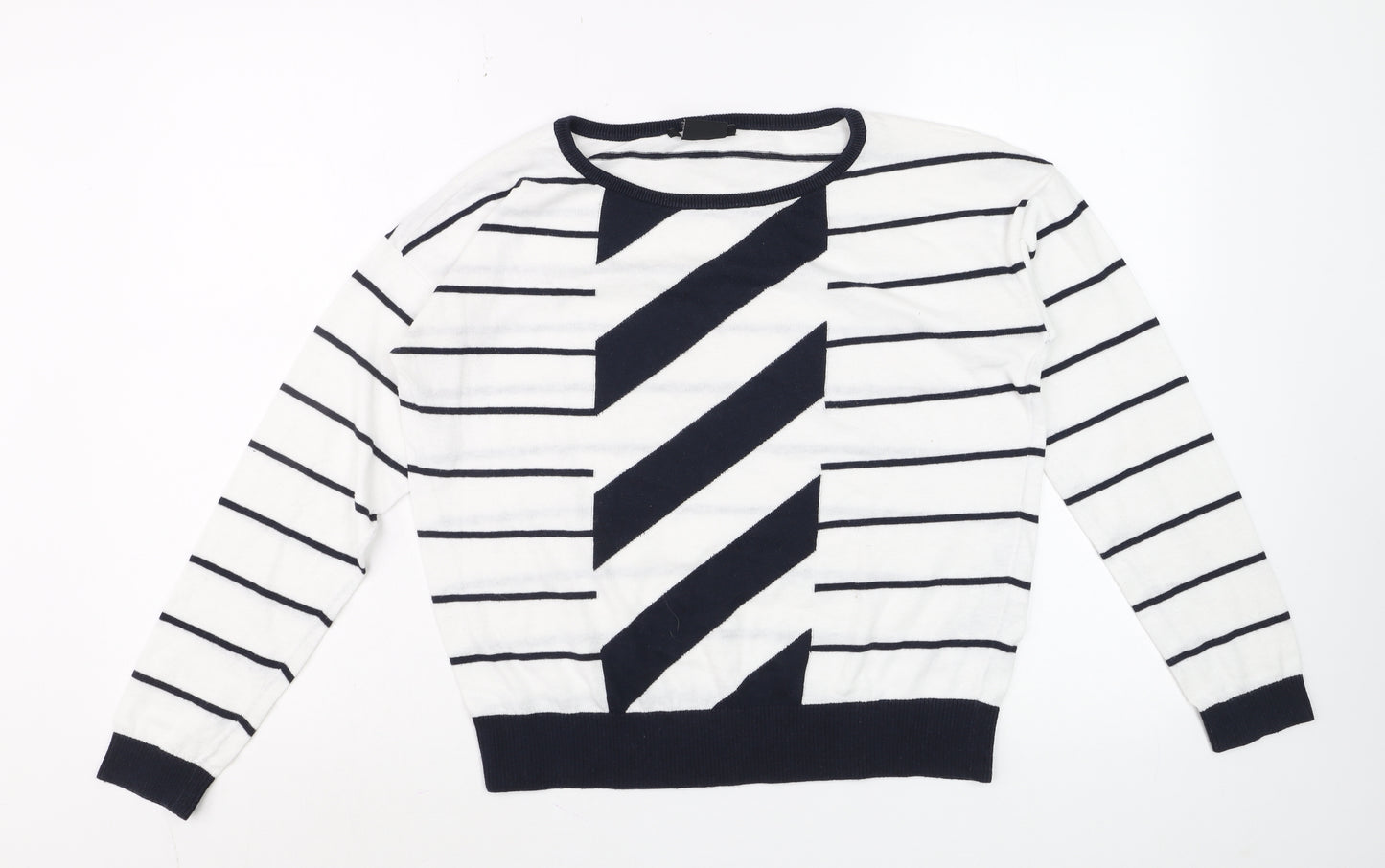 Armani Exchange Men's White Striped Cotton Pullover Jumper Size S