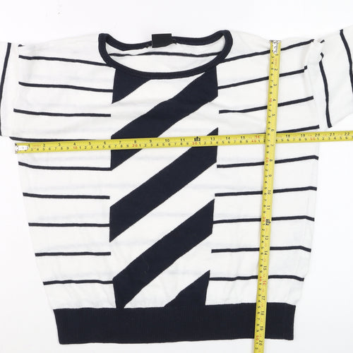 Armani Exchange Men's White Striped Cotton Pullover Jumper Size S