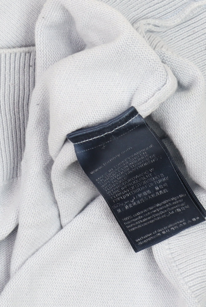 Tommy Hilfiger Men's Blue V-Neck Cotton Jumper M