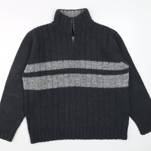Marks and Spencer Blue Harbour Men’s Blue Large Chunky Knit 1/4 Zip Jumper