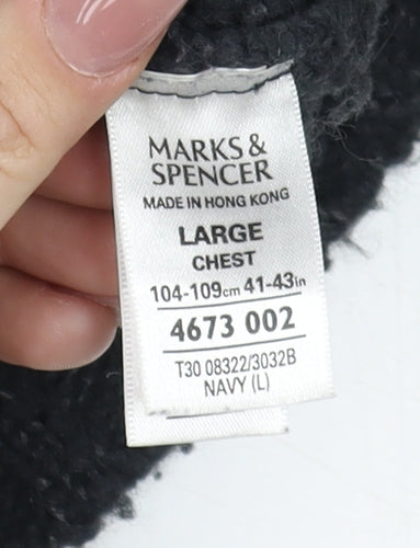 Marks and Spencer Blue Harbour Men’s Blue Large Chunky Knit 1/4 Zip Jumper