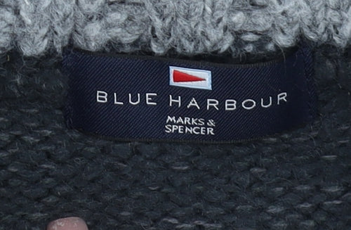 Marks and Spencer Blue Harbour Men’s Blue Large Chunky Knit 1/4 Zip Jumper