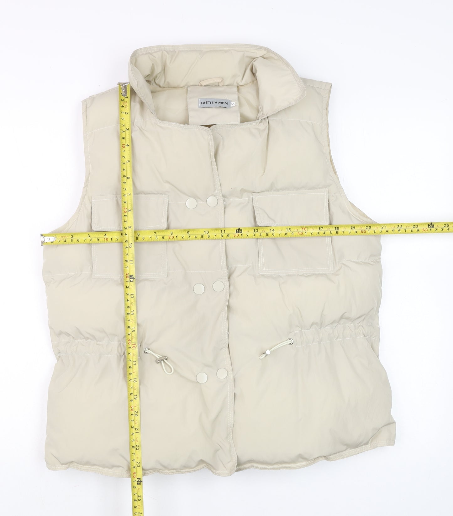 Laetitia Mem Men's Beige Puffer Waistcoat Vest S Regular Fit Outdoor