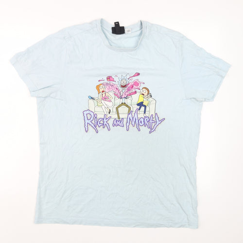 H&M Men's Blue Rick and Morty Graphic T-Shirt Size M Regular Fit