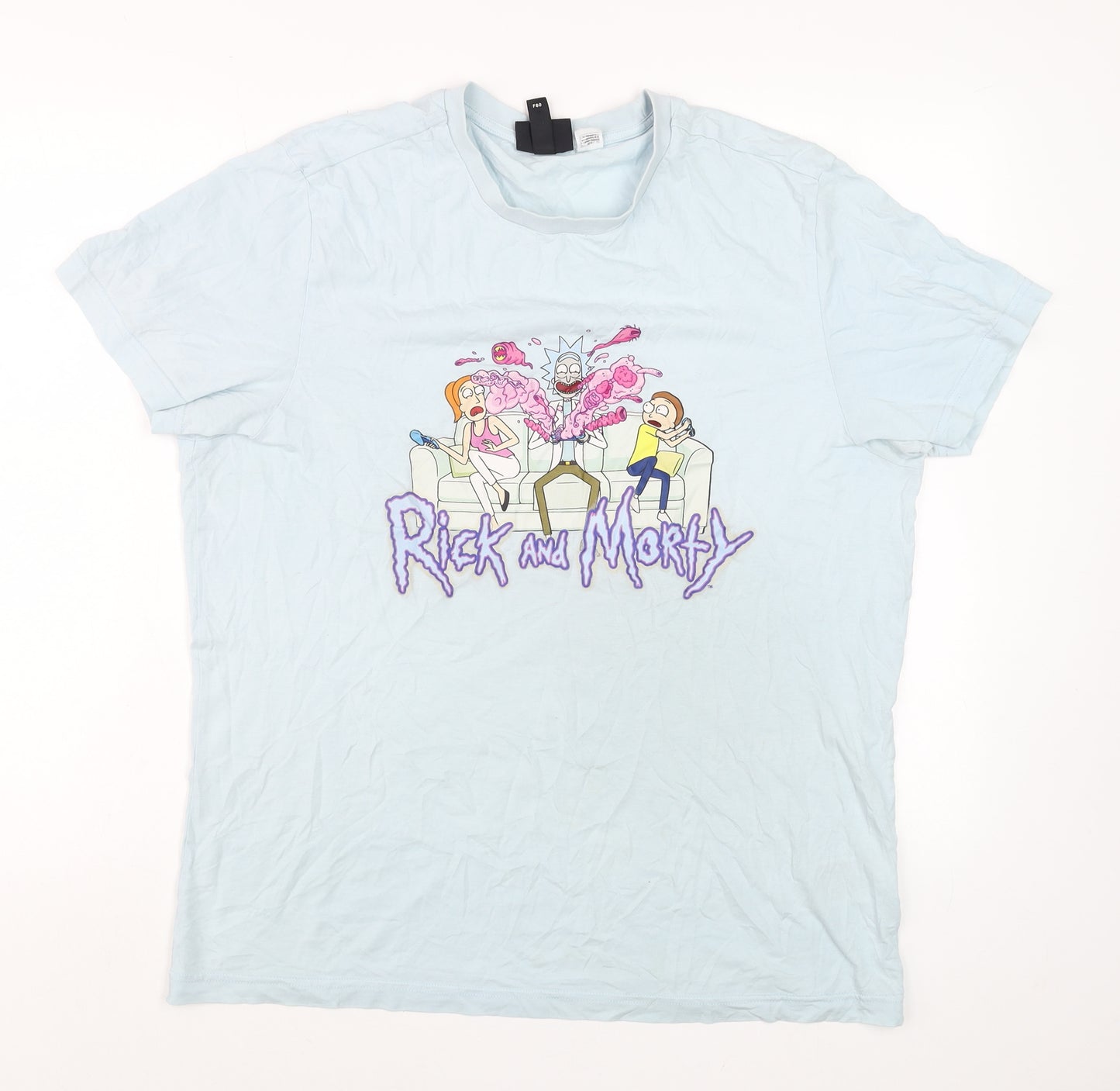 H&M Men's Blue Rick and Morty Graphic T-Shirt Size M Regular Fit