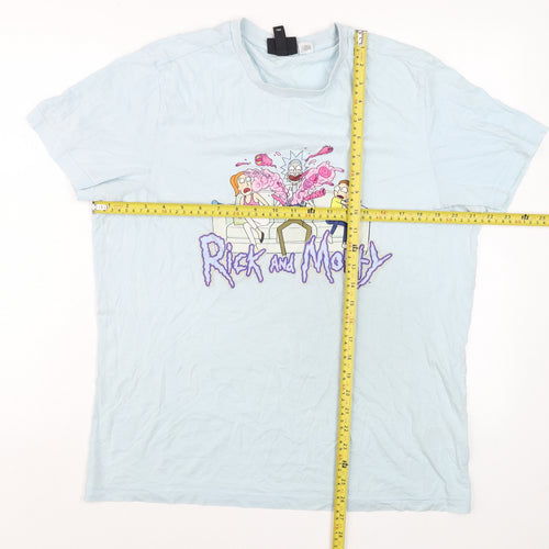 H&M Men's Blue Rick and Morty Graphic T-Shirt Size M Regular Fit