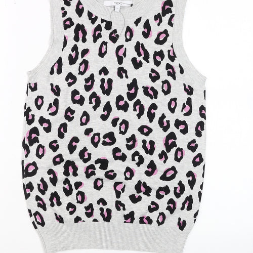 Next Women's Grey Leopard Print Sleeveless Knit Tank XS