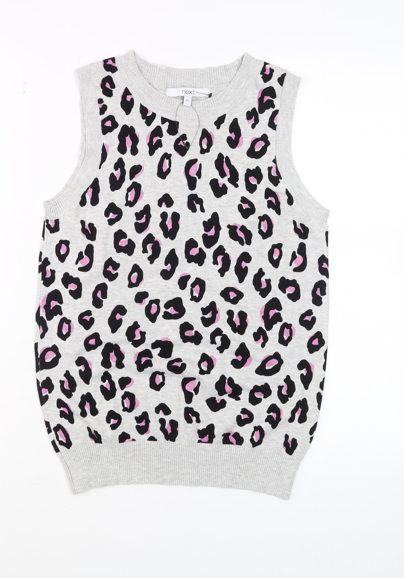 Next Women's Grey Leopard Print Sleeveless Knit Tank XS