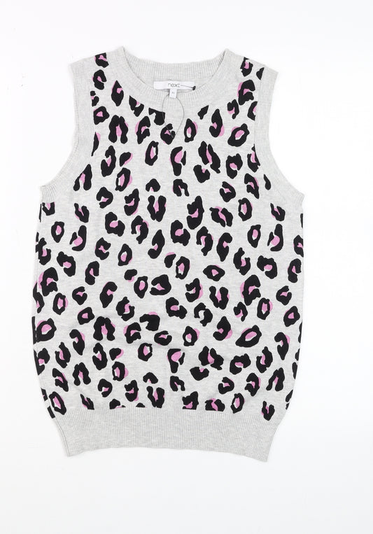 Next Women's Grey Leopard Print Sleeveless Knit Tank XS