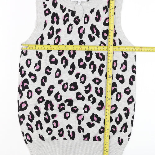 Next Women's Grey Leopard Print Sleeveless Knit Tank XS