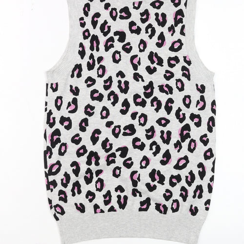 Next Women's Grey Leopard Print Sleeveless Knit Tank XS