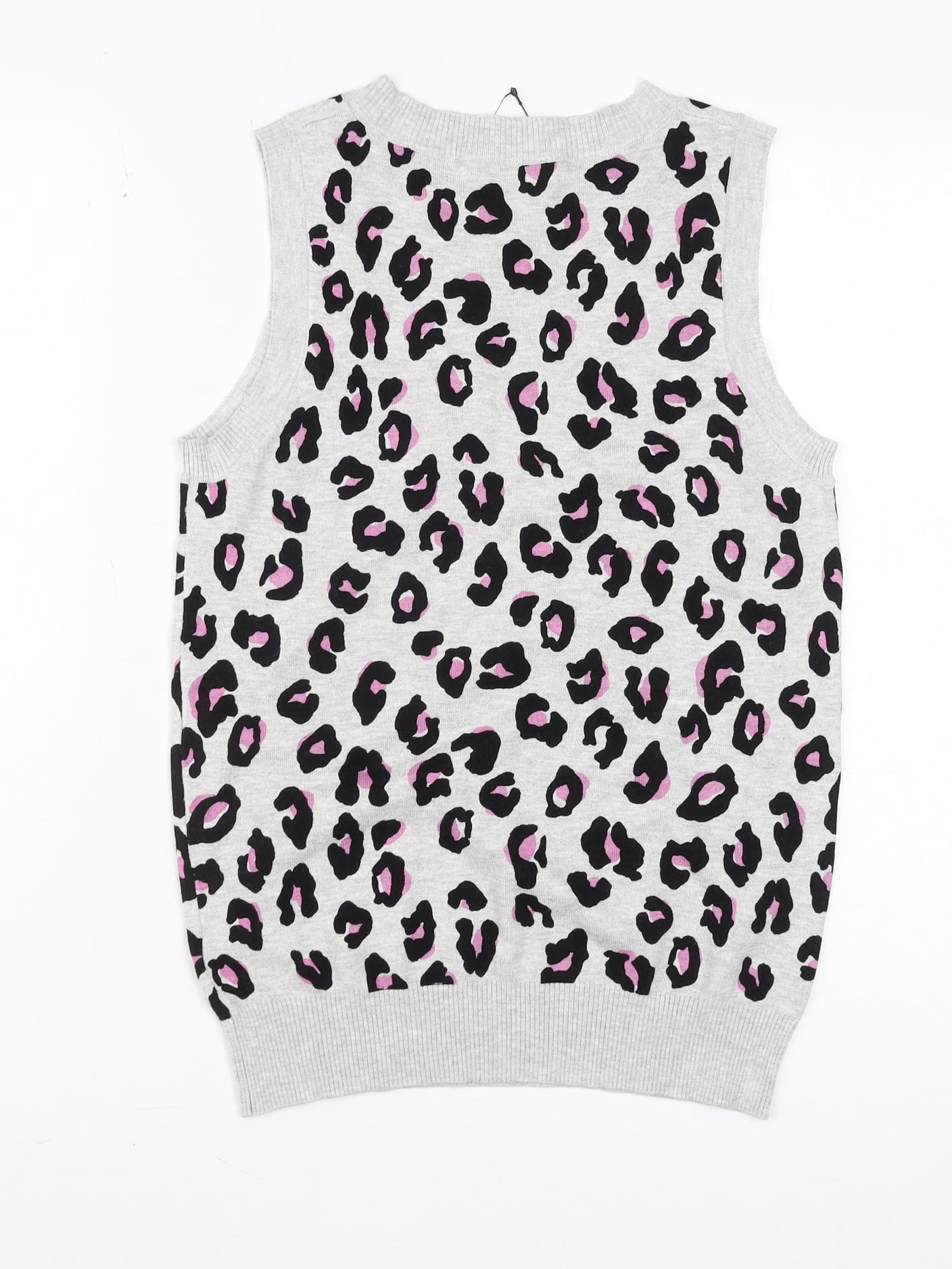 Next Women's Grey Leopard Print Sleeveless Knit Tank XS