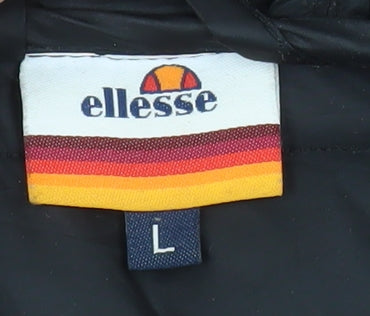 Ellesse Men’s Black L Hooded Puffer Jacket Polyester Casual Zip Up