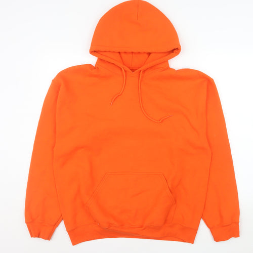 Gildan Womens Orange Pullover Hoodie Cotton Blend Size L