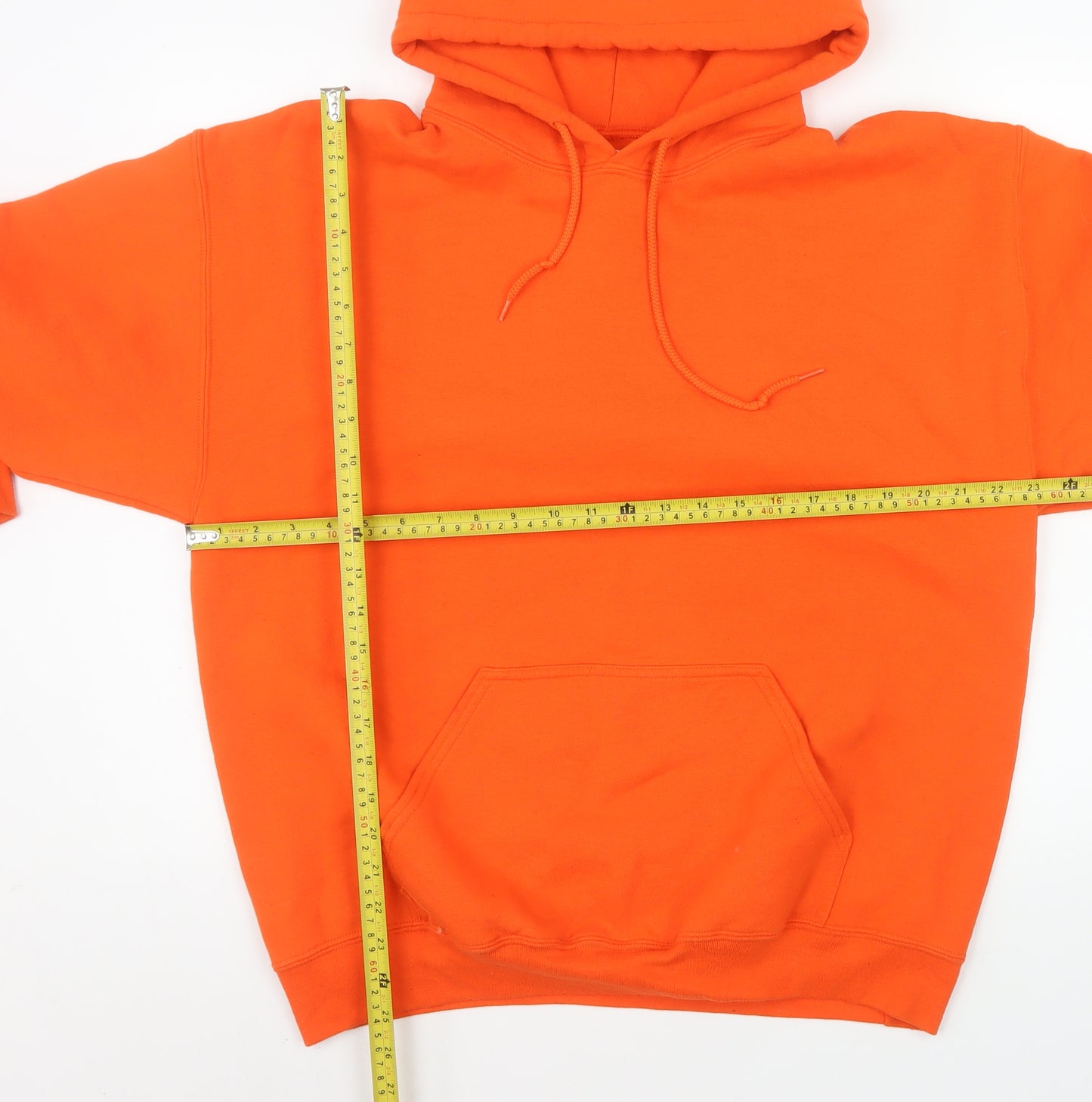 Gildan Womens Orange Pullover Hoodie Cotton Blend Size L