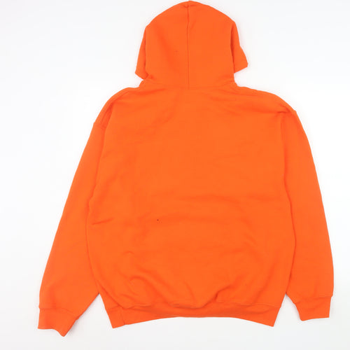 Gildan Womens Orange Pullover Hoodie Cotton Blend Size L