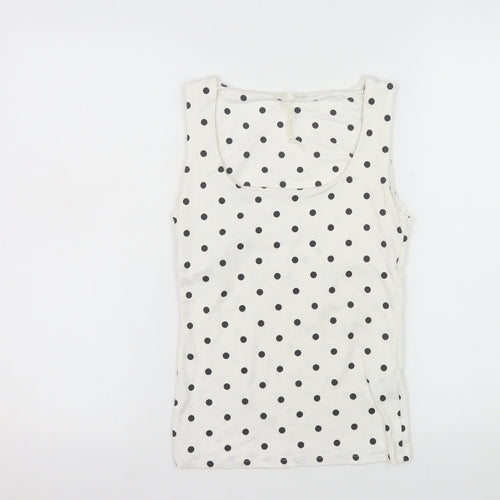 Zara Women White Polka Dot Sleeveless Tank Top Size 10