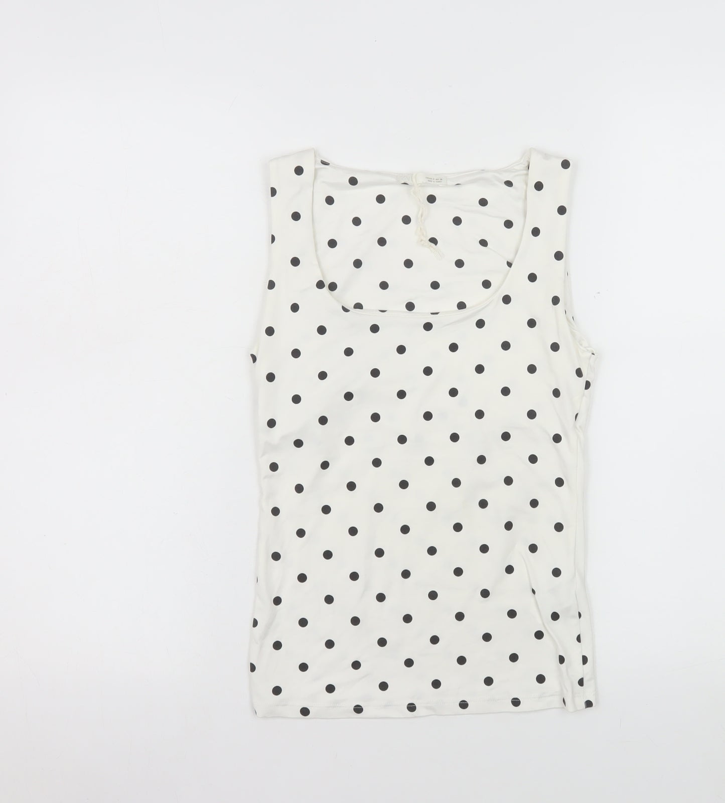 Zara Women White Polka Dot Sleeveless Tank Top Size 10