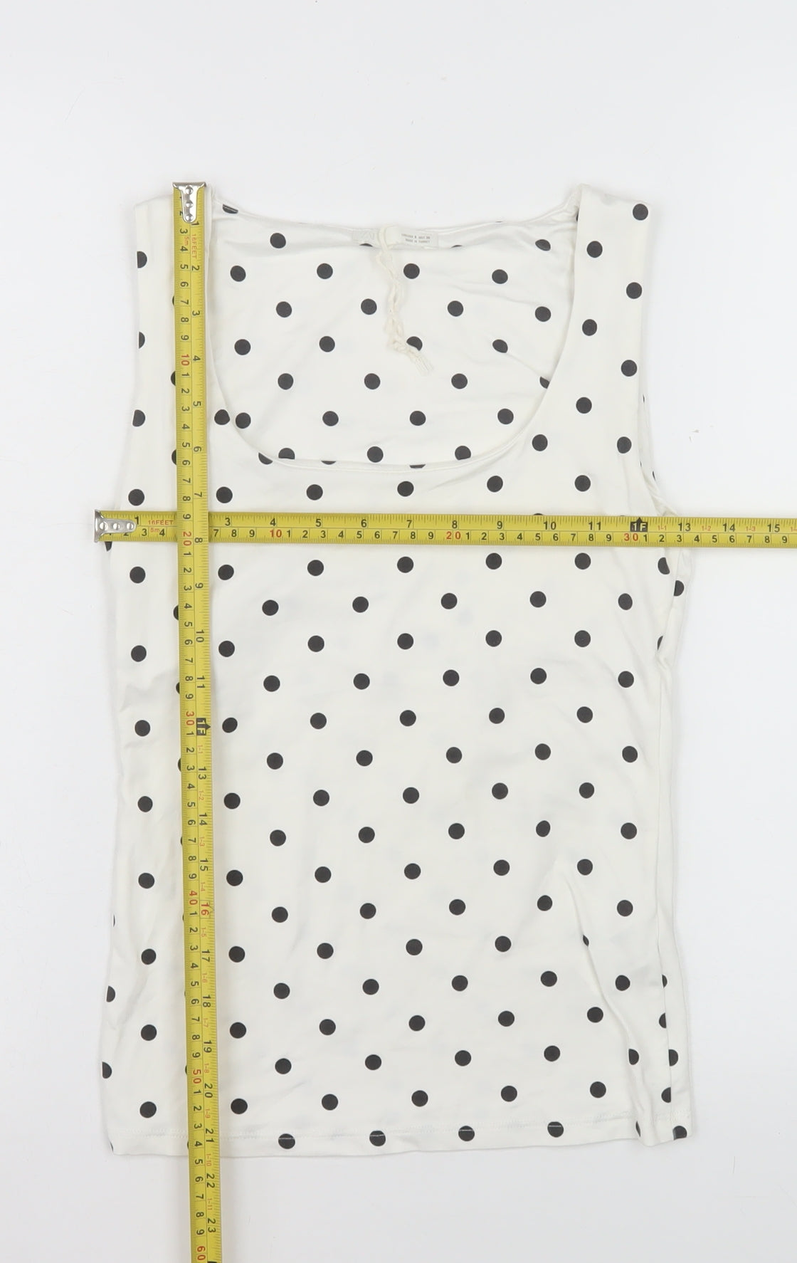 Zara Women White Polka Dot Sleeveless Tank Top Size 10