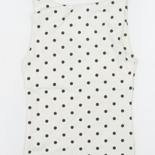 Zara Women White Polka Dot Sleeveless Tank Top Size 10