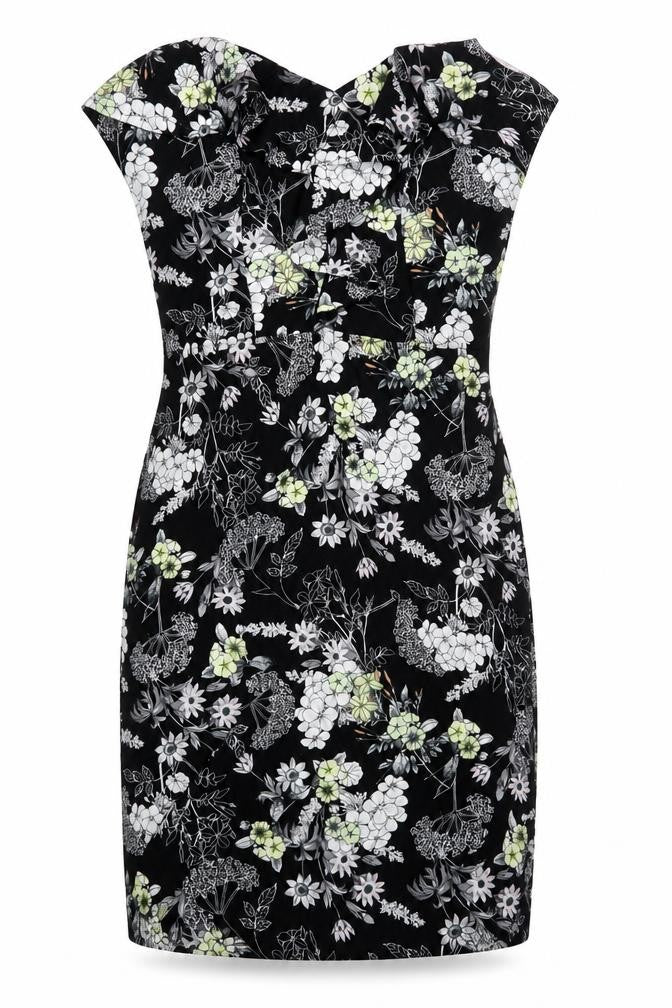 Miss Selfridge Women's Black Floral Strapless Bodycon Dress Size 10