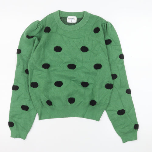 Compañía Fantástica Women's Green Polka Dot Puff Sleeve Jumper M