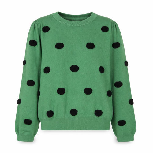 Compañía Fantástica Women's Green Polka Dot Puff Sleeve Jumper M