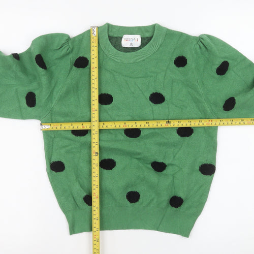 Compañía Fantástica Women's Green Polka Dot Puff Sleeve Jumper M