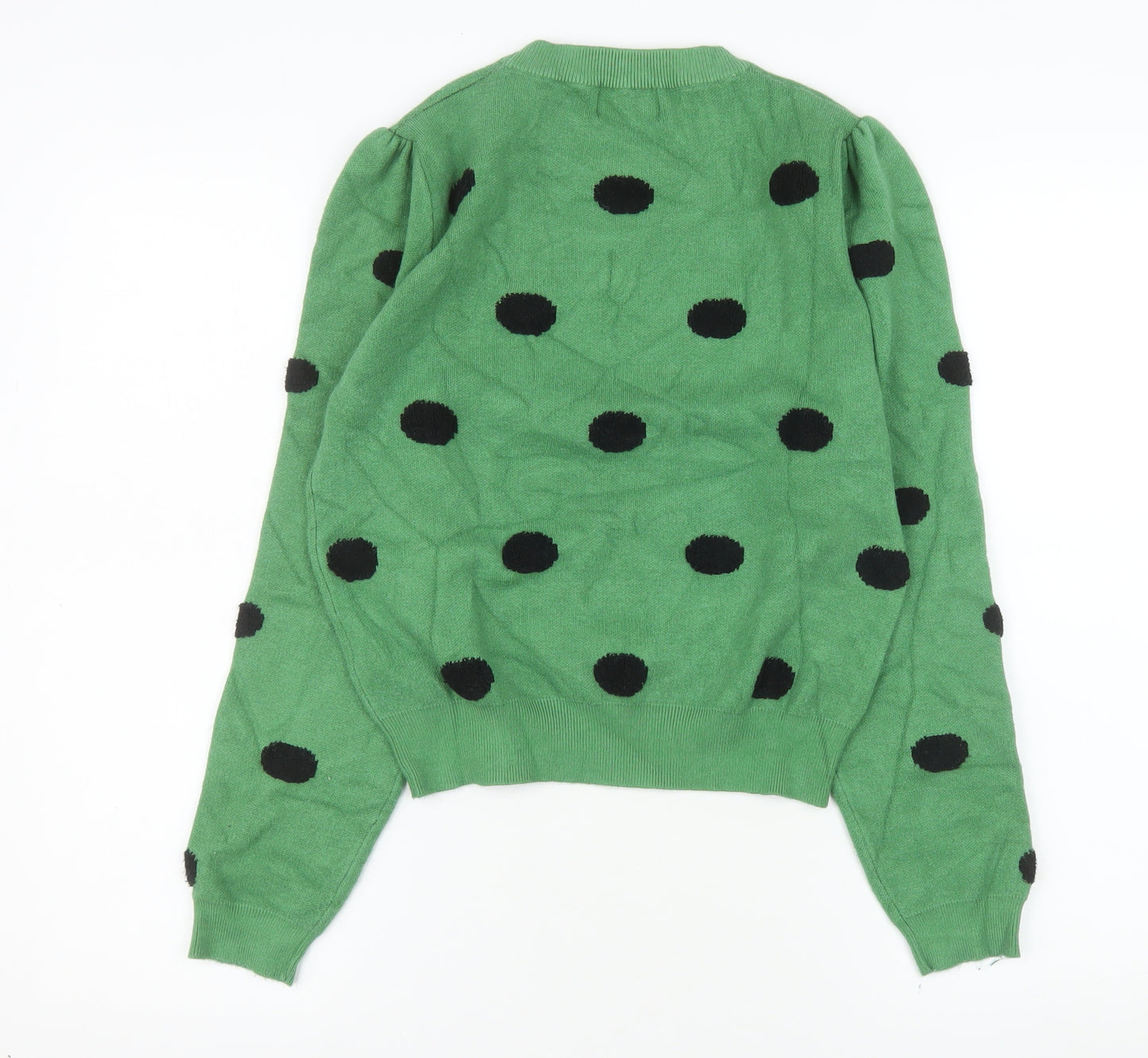 Compañía Fantástica Women's Green Polka Dot Puff Sleeve Jumper M
