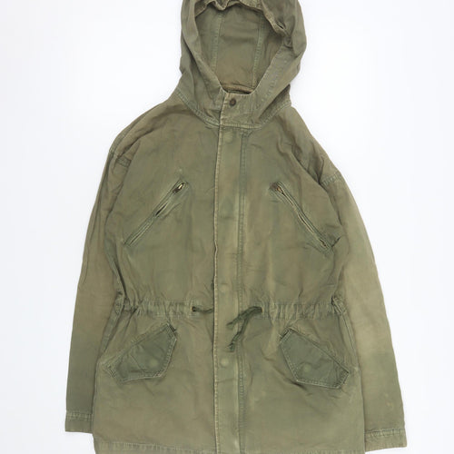 American Eagle Outfitters Women Green Cotton Parka Jacket S