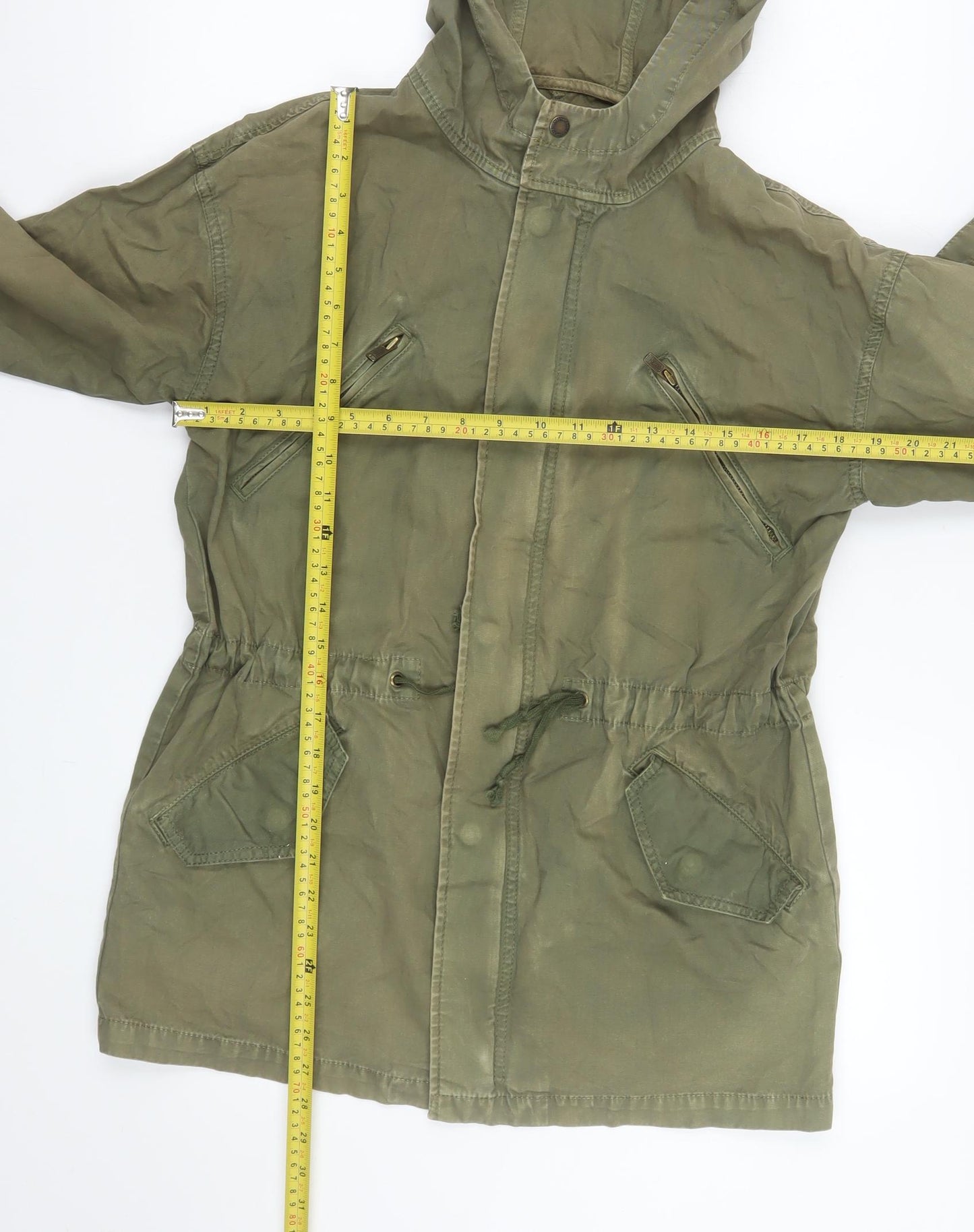 American Eagle Outfitters Women Green Cotton Parka Jacket S