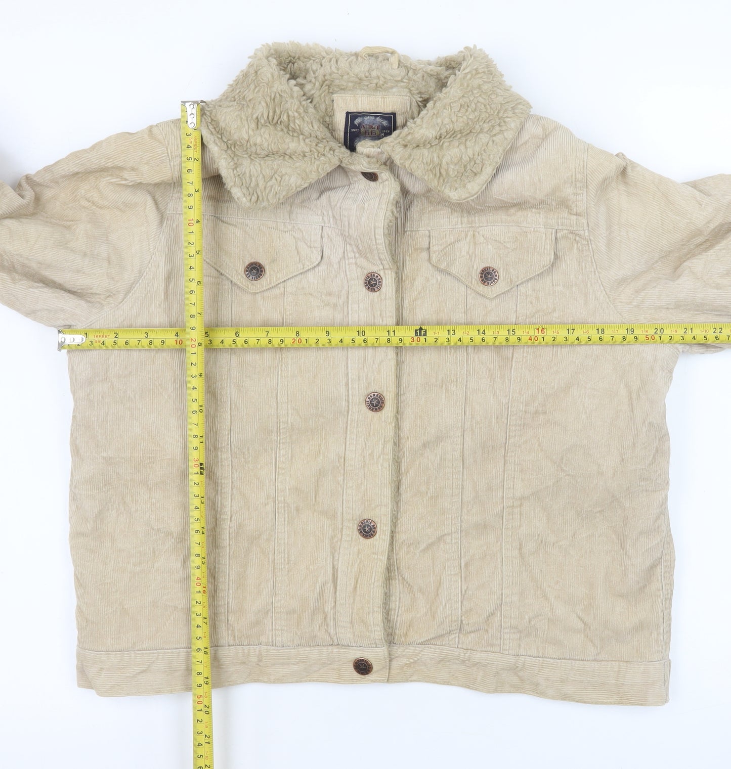 Route 66 Women's Beige Corduroy Sherpa Lined Trucker Jacket M