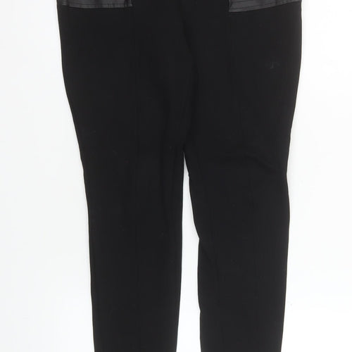 Calzedonia Women’s Black Faux Leather Trim Slim Leg Leggings M