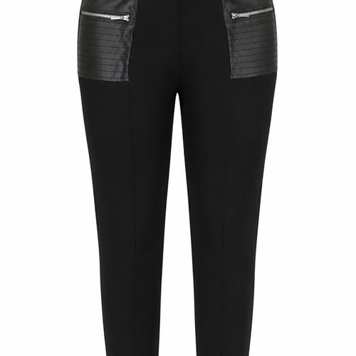 Calzedonia Women’s Black Faux Leather Trim Slim Leg Leggings M