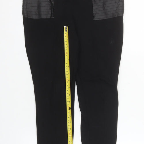 Calzedonia Women’s Black Faux Leather Trim Slim Leg Leggings M