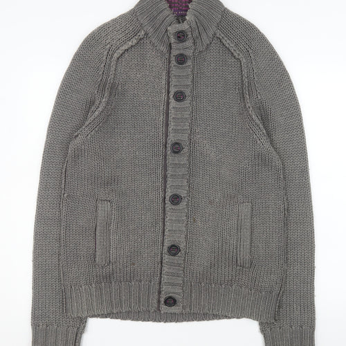 Ted Baker Men's Grey Wool Blend Button Cardigan Jacket Size M