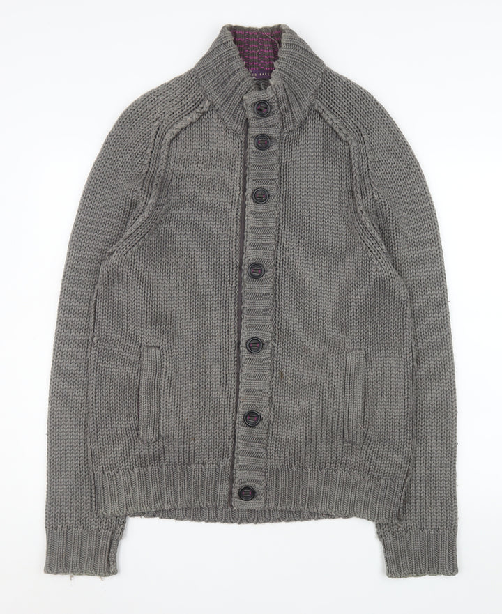 Ted Baker Men's Grey Wool Blend Button Cardigan Jacket Size M