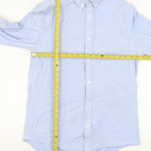 River Island Men's Blue Button-Down Long Sleeve Cotton Shirt M Formal