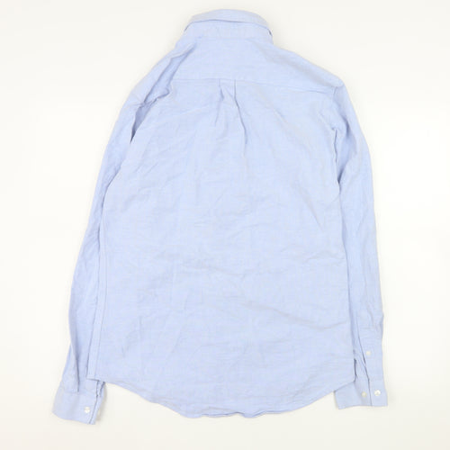 River Island Men's Blue Button-Down Long Sleeve Cotton Shirt M Formal