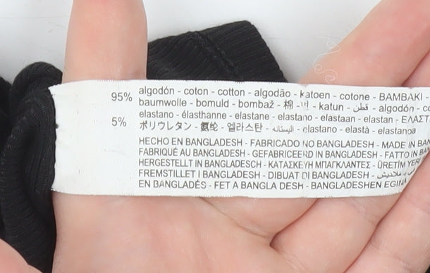 Zara Women Black Cropped Jersey Tank Top Size S Sleeveless Slim Fit