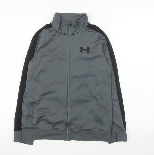 Under Armour Boys Grey Full Zip Track Jacket Size 10 Years Polyester