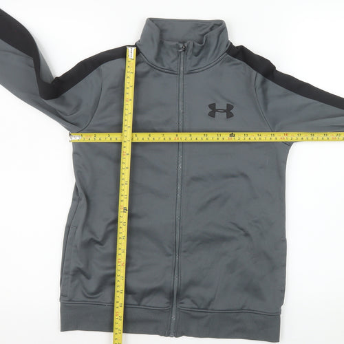 Under Armour Boys Grey Full Zip Track Jacket Size 10 Years Polyester