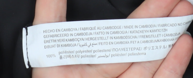 Stradivarius Women Black XS Satin Button-Up Long Sleeve Shirt