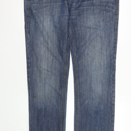 Denim Co. Men's Blue Straight Jeans 38W 32L Cotton Blend Classic Fit