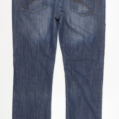 Denim Co. Men's Blue Straight Jeans 38W 32L Cotton Blend Classic Fit