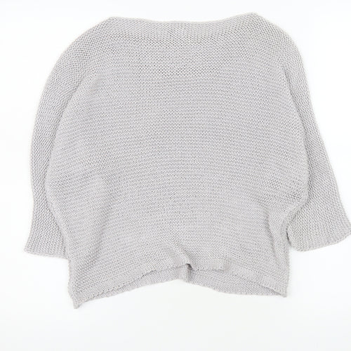 Carina Ricci Women Grey Beaded Knit Boat Neck Jumper Size S